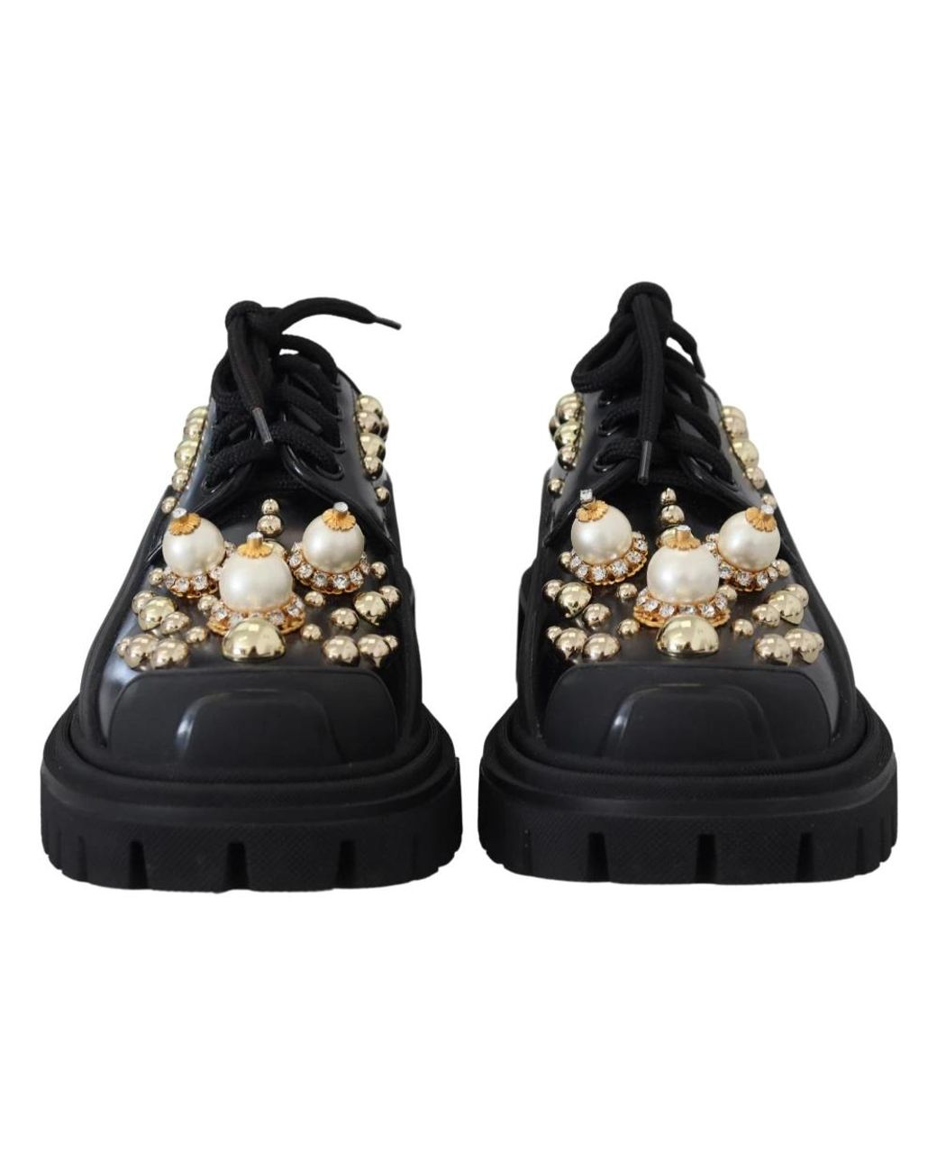 Dolce & Gabbana Black Timeless Leather Derby Flats With Glam Accents