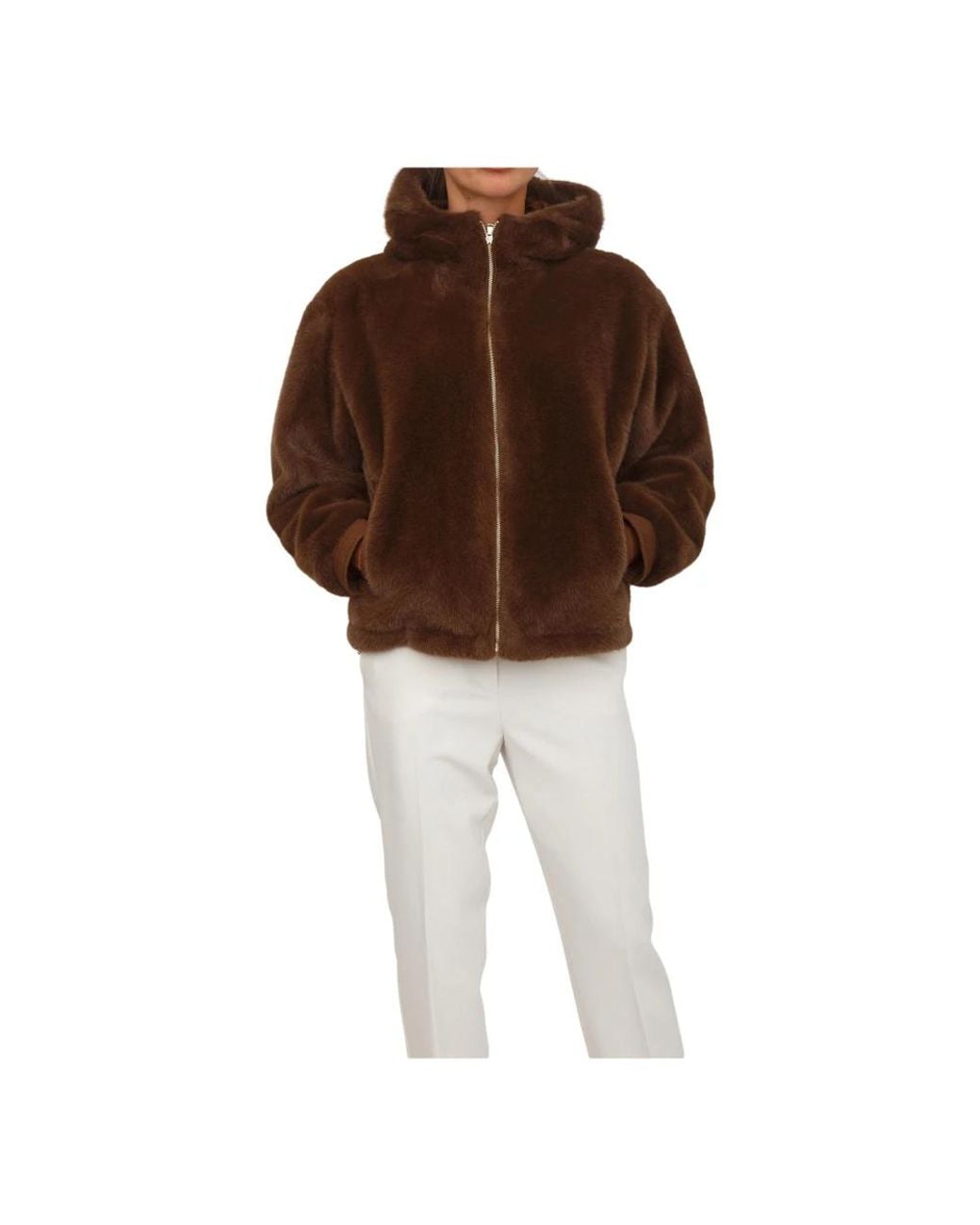 Marella Brown Faux Fur & Shearling Jackets