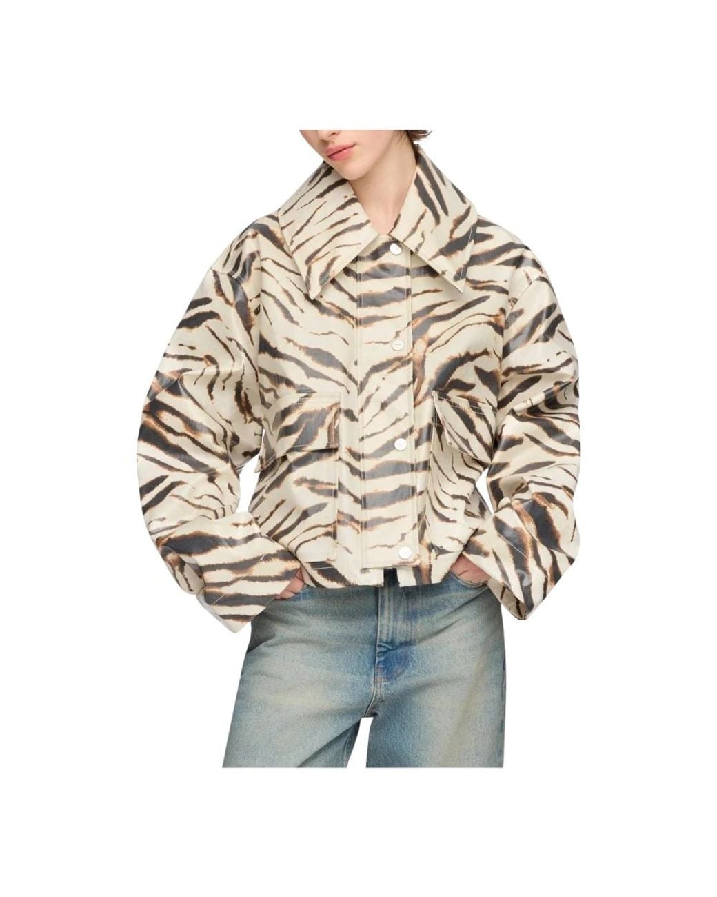 Ganni Tijgerprint Cropped Jacket in het Multicolor