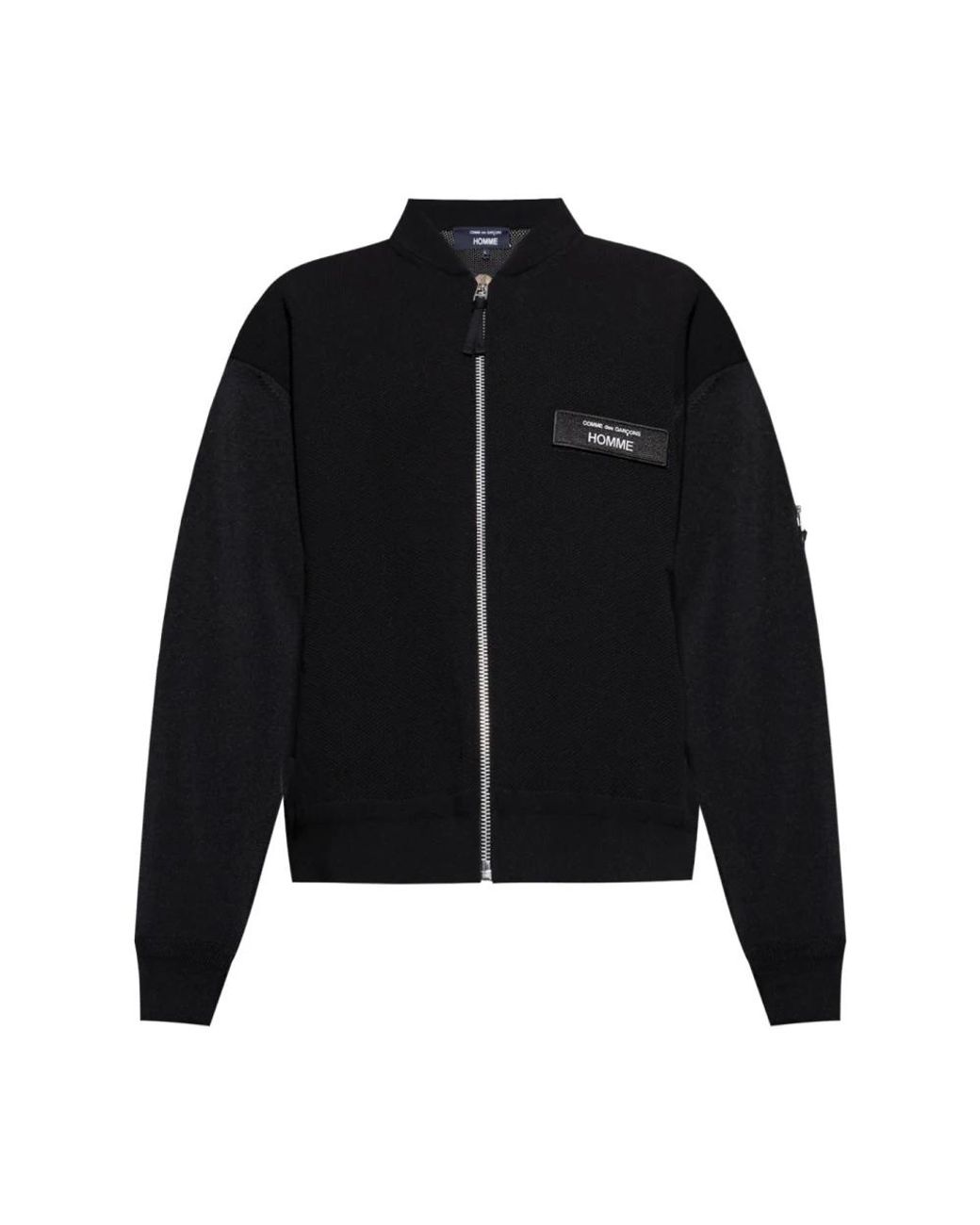 Comme des Garçons Jassen ,Zwart ,Zwarte Zip Jas Met Logo Patch in het Black voor heren