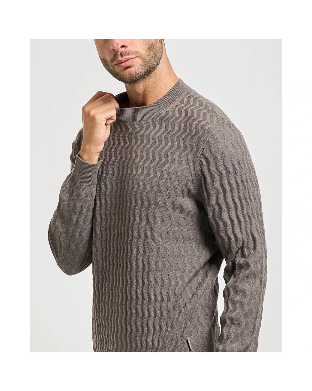 ARMANI EXCHANGE Gray Round-Neck Knitwear for men