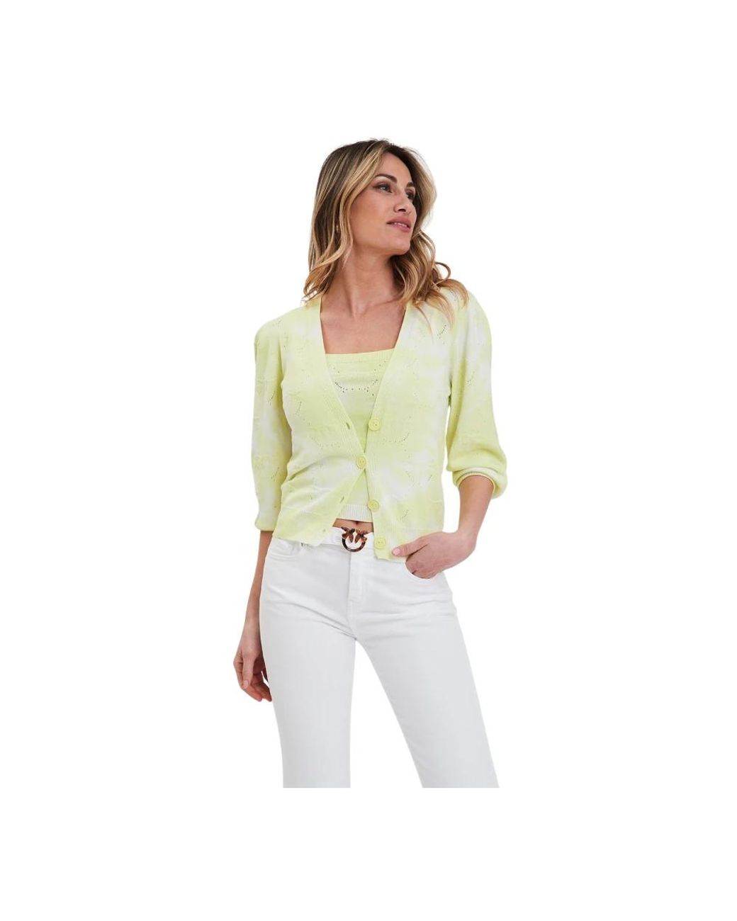 Pinko Truien & Vesten ,Wit ,Gezellig Gebreid Vest in het Green