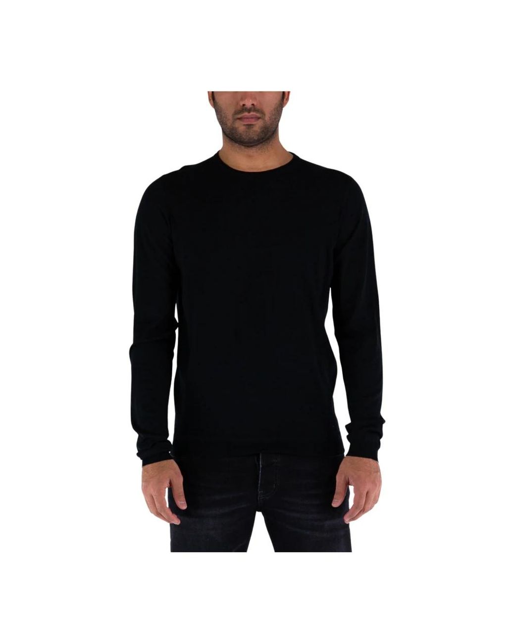GOES BOTANICAL Einfarbiger rundhalspullover in Black für Herren