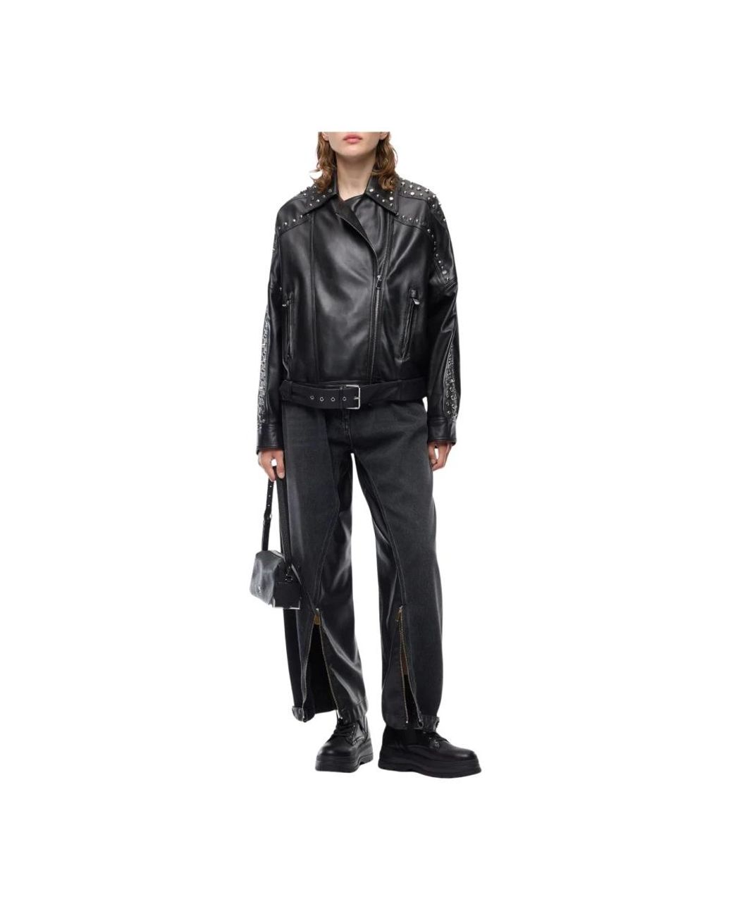 Pinko Black Leather Jackets