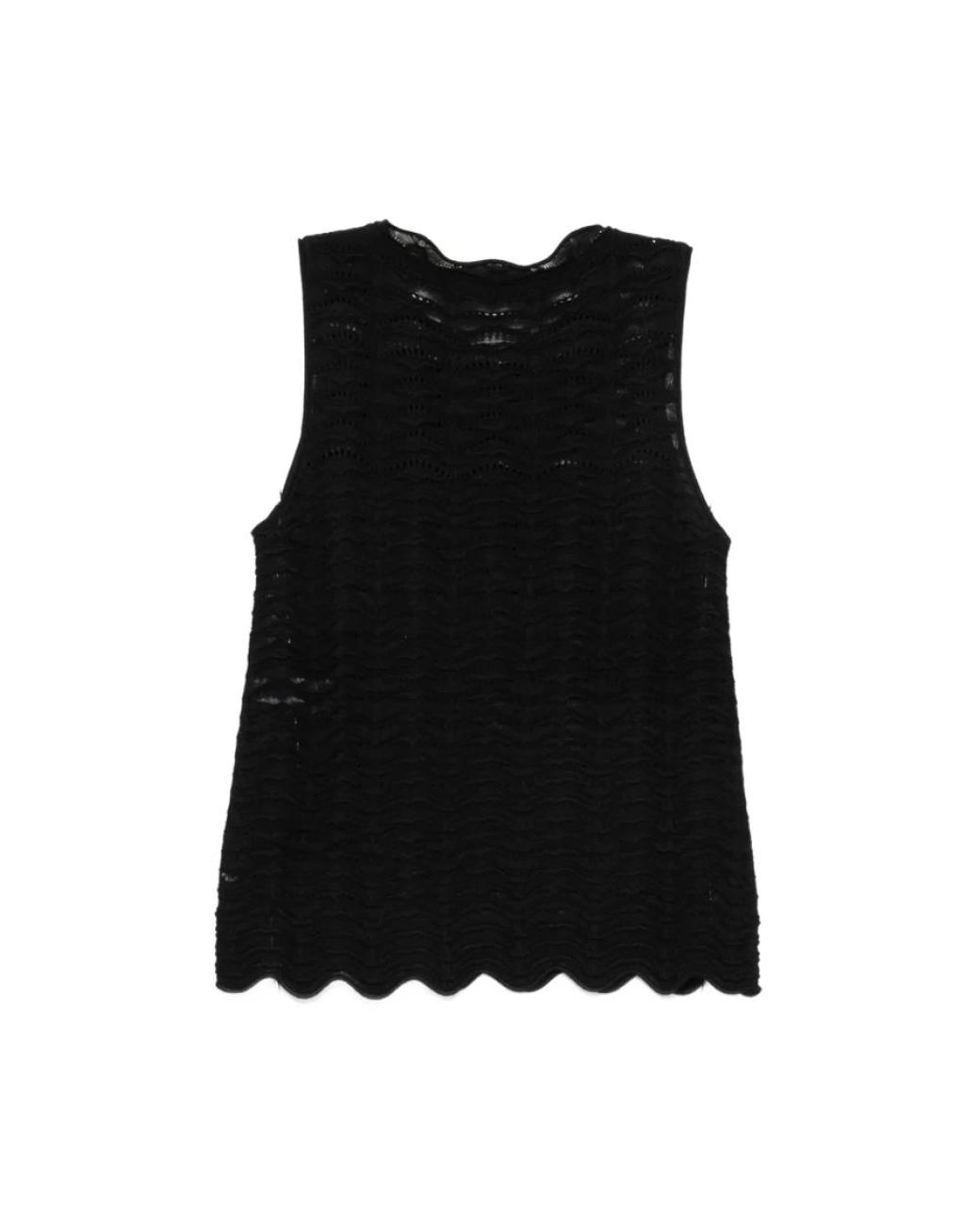 D.exterior Black Sleeveless Tops