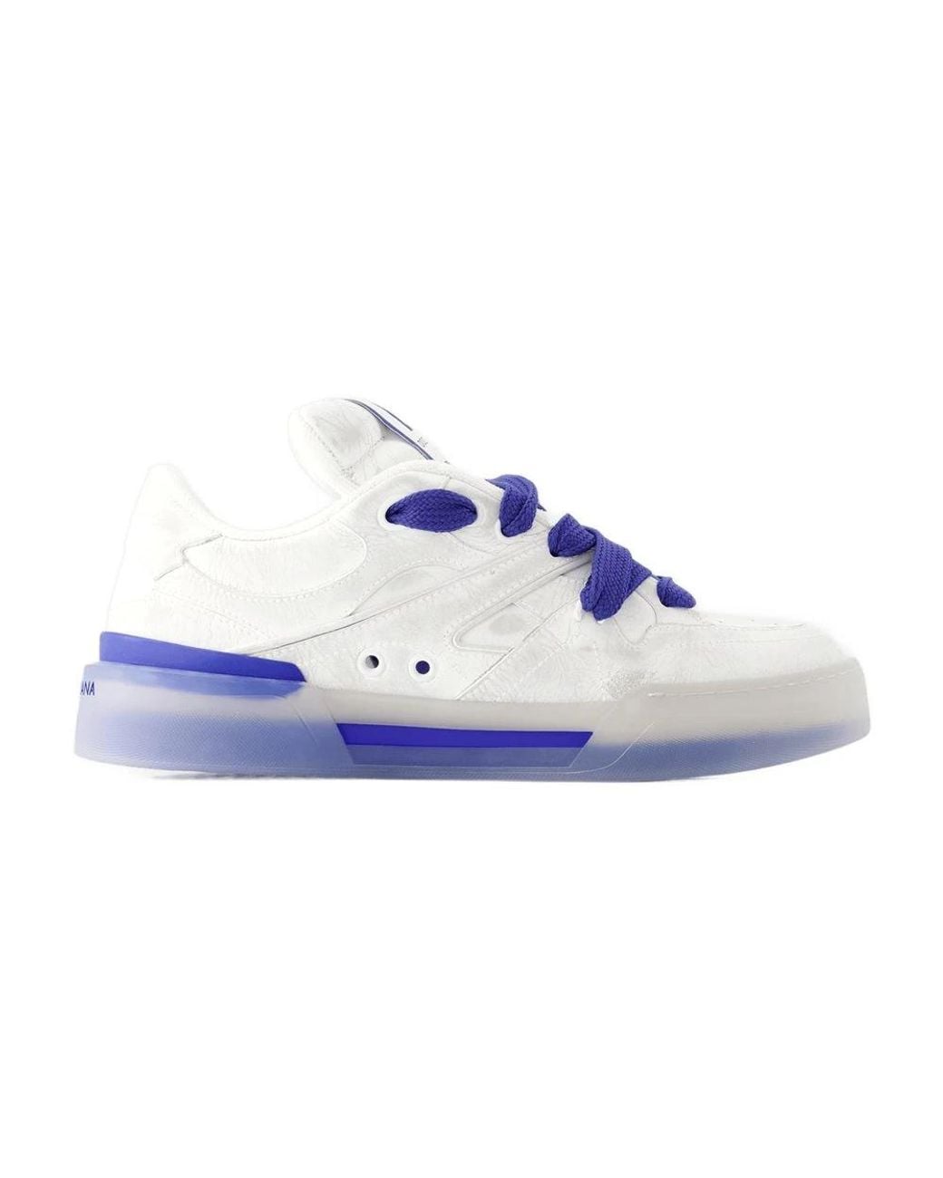 Dolce & Gabbana Schoenen ,Wit ,Leer New Roma Sneakers in het Blue voor heren