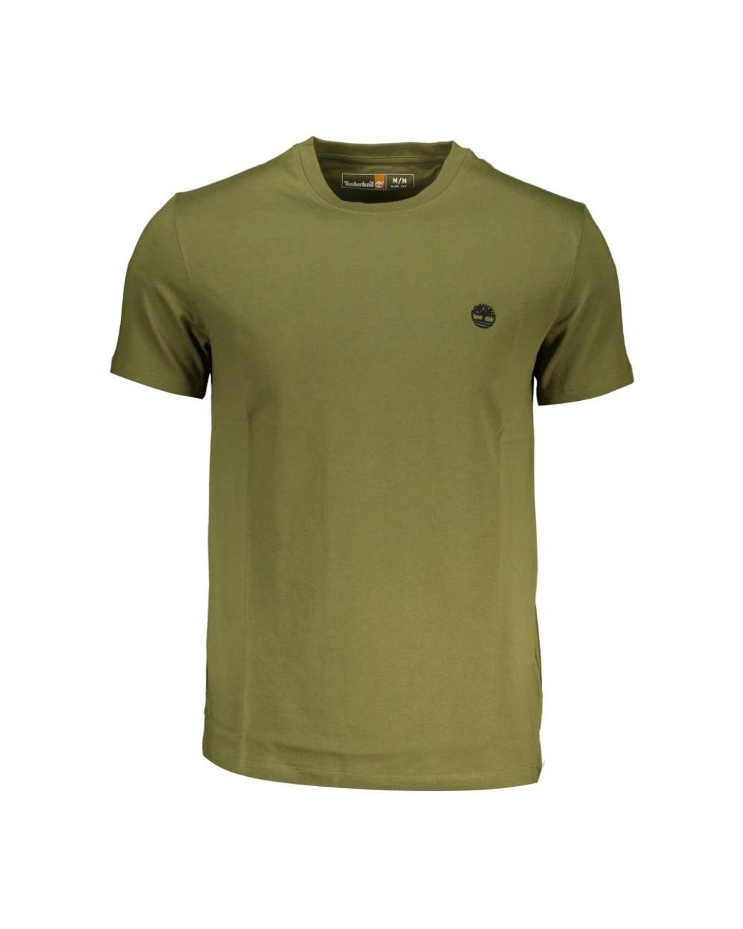 Timberland Tops ,Groen ,Katoen Short Sleeve Slim Fit Embroidered Tee in het Green voor heren
