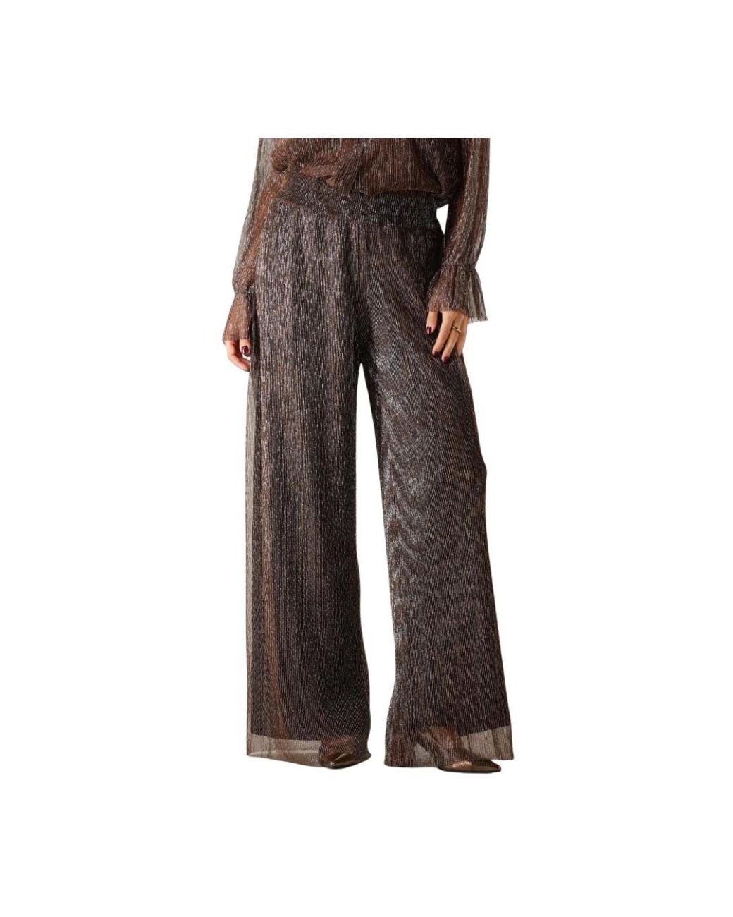 Notre-v Broeken ,Bruin ,Bronzen Pantalon Voor Stijlvolle Vrouwen in het Brown