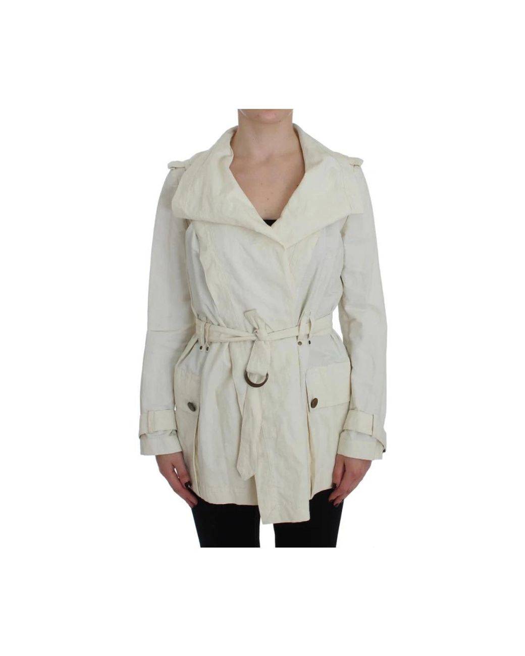 Plein Sud Jassen ,Wit ,Katoen Wrap Trench Jacket in het Gray