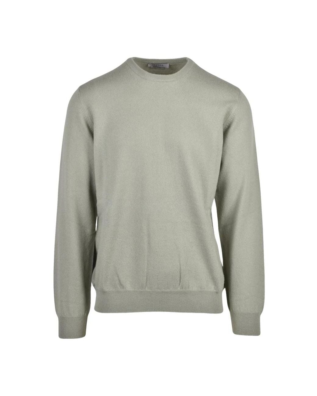 Alpha Studio Gray Round-Neck Knitwear for men