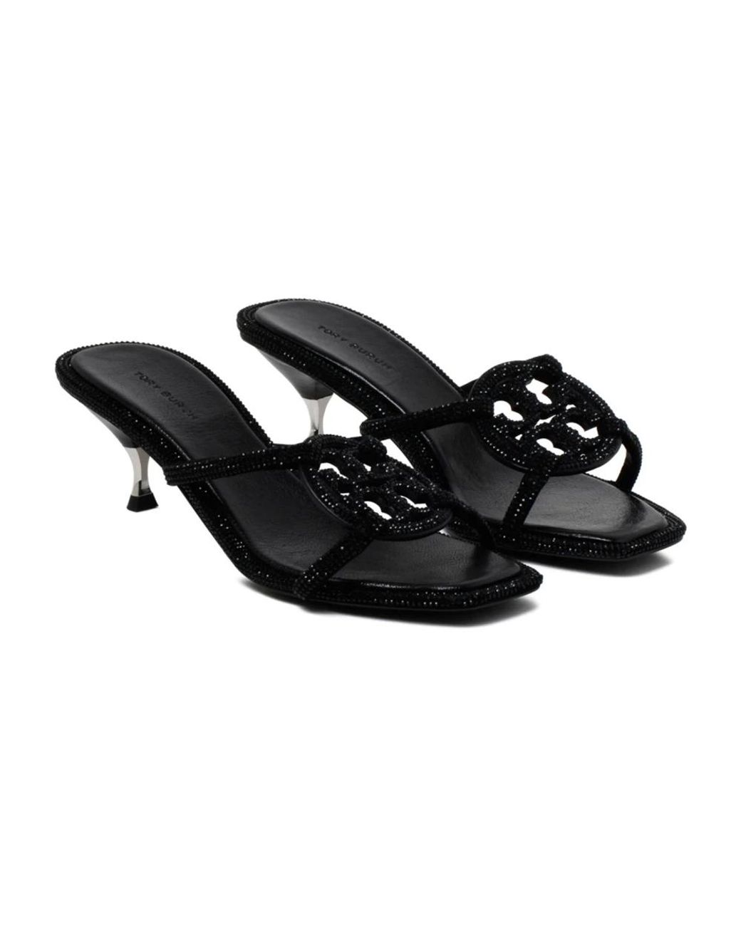 Tory Burch Black Heeled Mules
