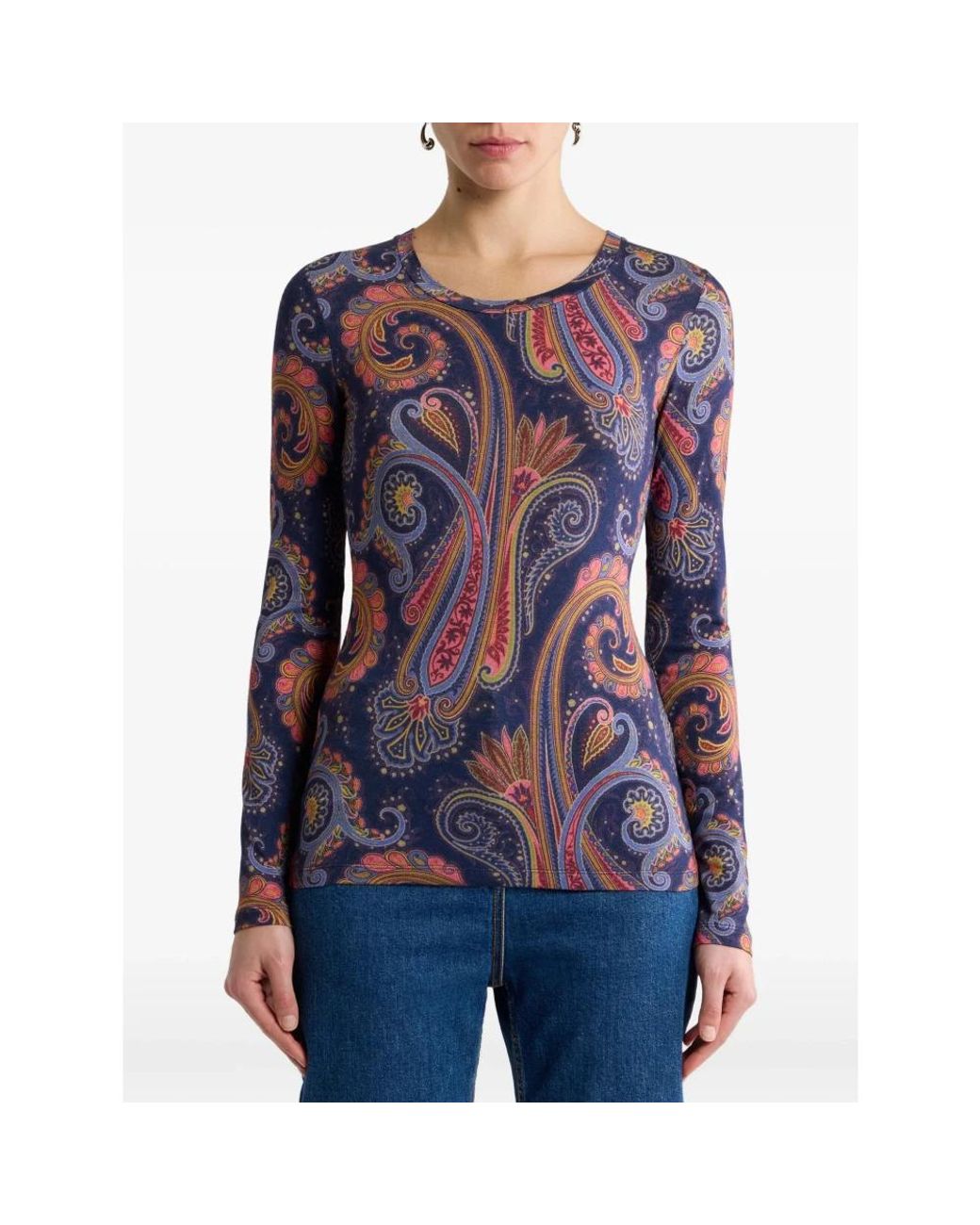 Etro Blue Long Sleeve T-Shirts