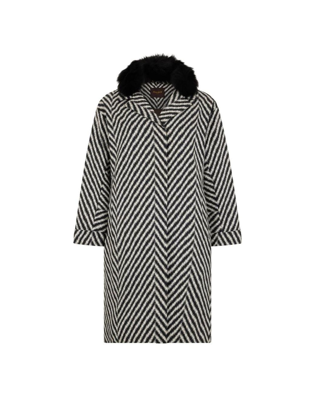 Moorer Elegante Zigzag Jas Met Bont in het Black