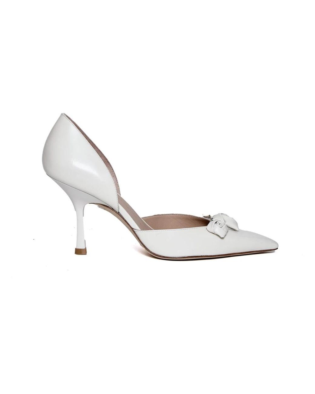 Stuart Weitzman Schoenen ,Wit ,Leer Pumps Met Spitse Neus En Kittenhak in het White