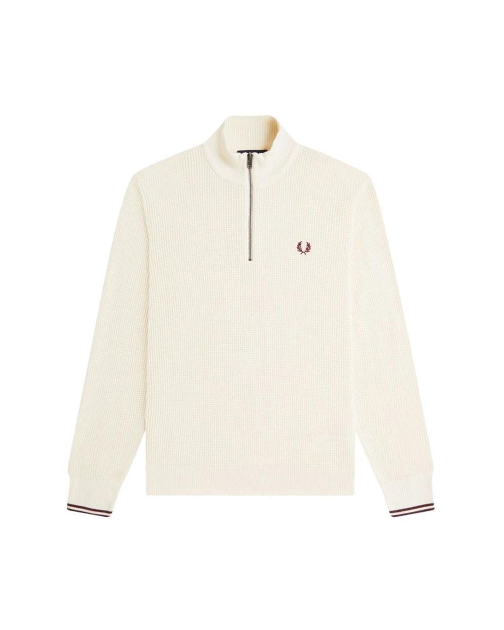 Fred Perry Truien & Vesten ,Katoen Gestanste Pullover Sweater Ivoor in het White voor heren