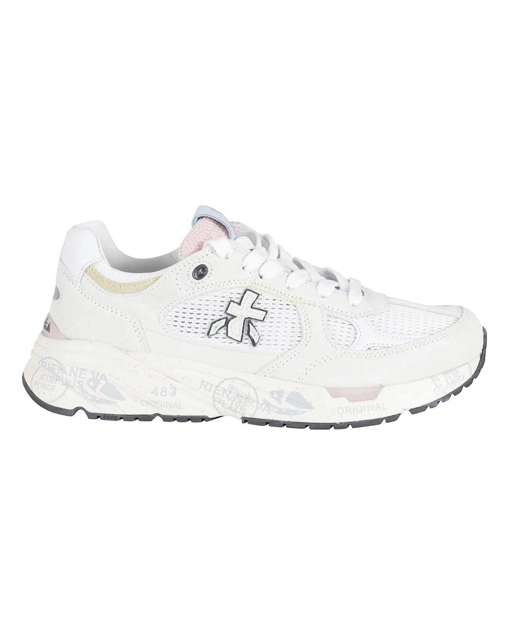 Premiata White Mased 8206 Suede-Trim Polyester Sneakers