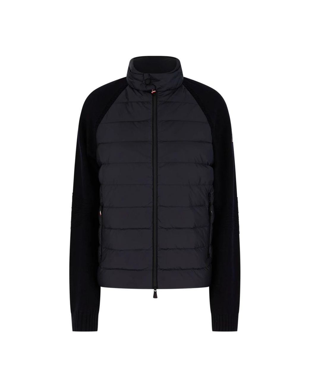 Moncler Gesteppte Strickjacke Mit Reißverschluss Aus Wollmischgewebe in Black für Herren