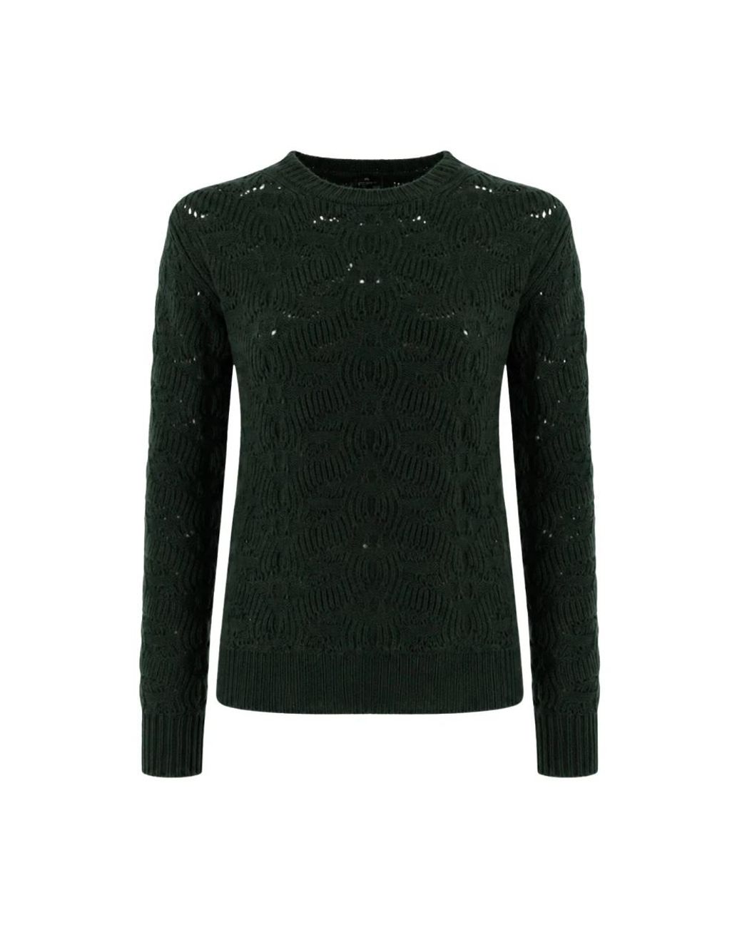 Etro Green Perforierter Kaschmirpullover