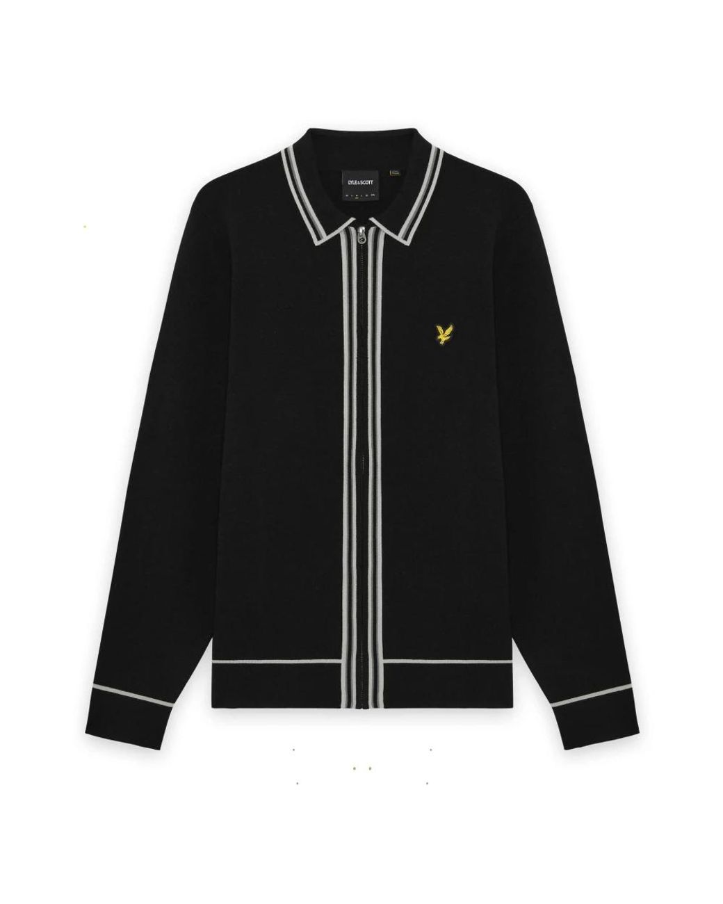 Lyle & Scott Truien & Vesten ,Zwart ,Tipped Gebreid Jack Met Ritssluiting in het Black voor heren