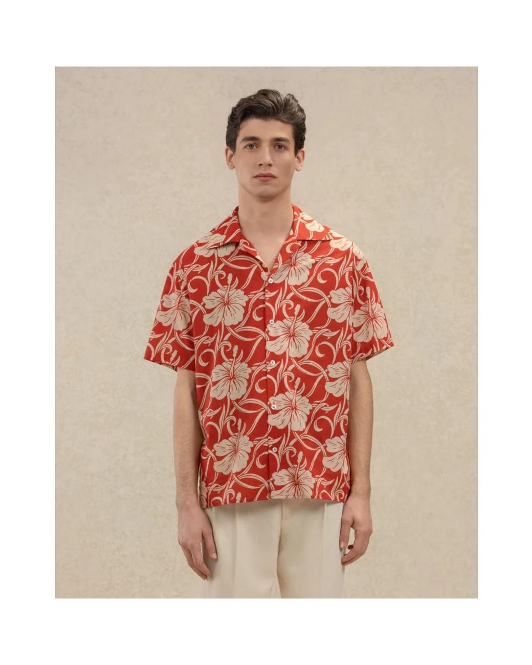 Drole de Monsieur Red Short Sleeve Shirts for men