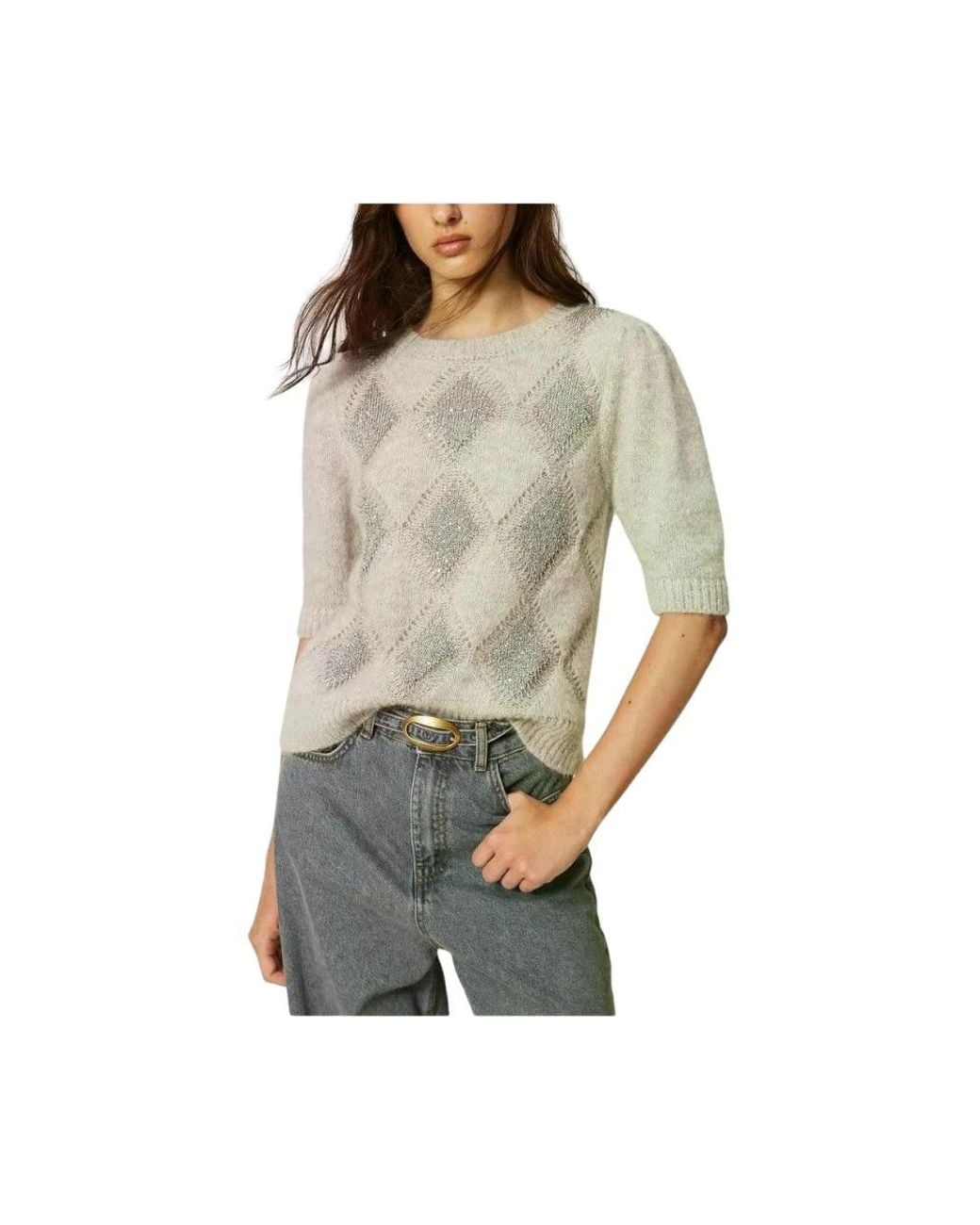 Twinset Gray Round-Neck Knitwear