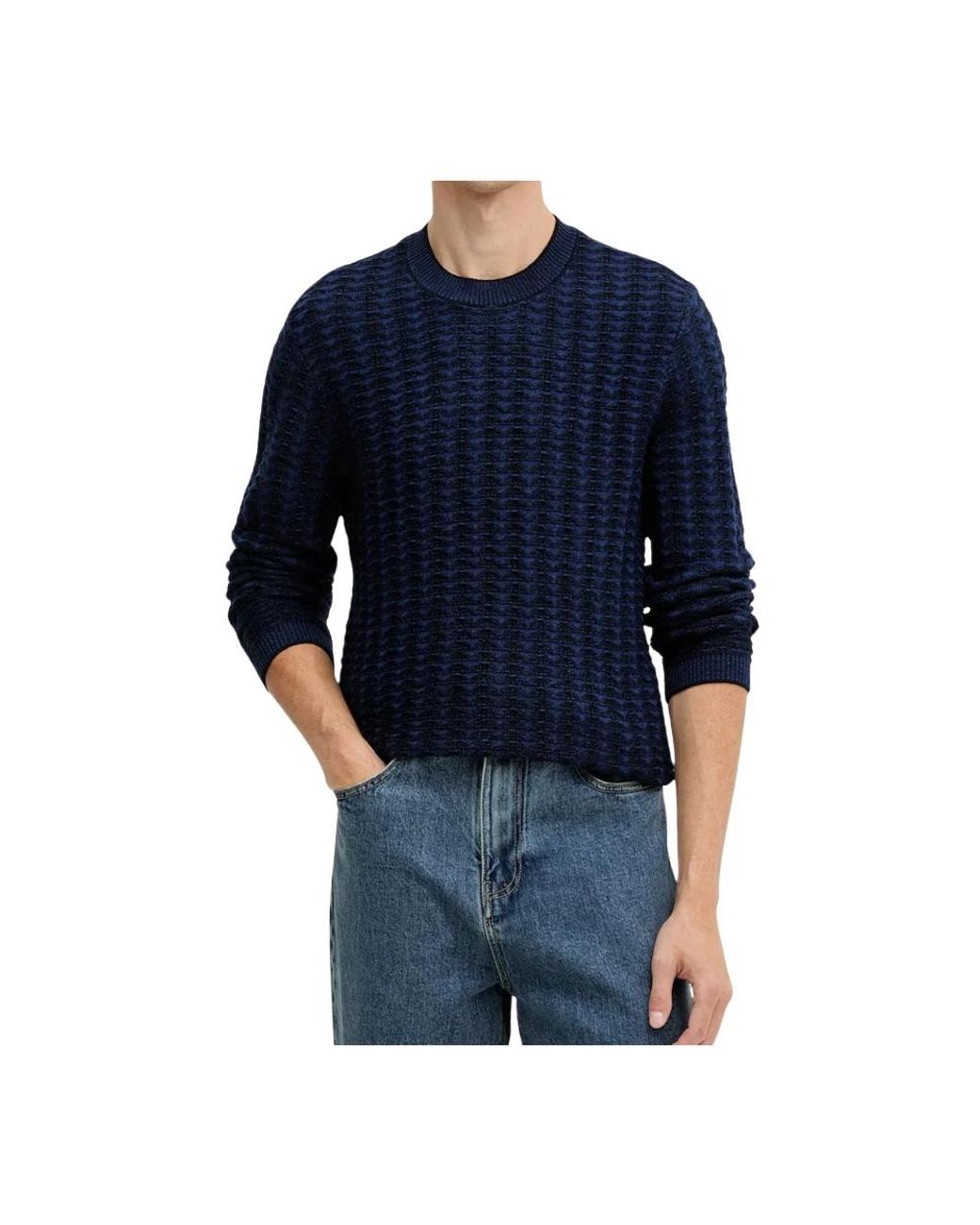 ARMANI EXCHANGE Wool Blend Sweater in het Blue voor heren