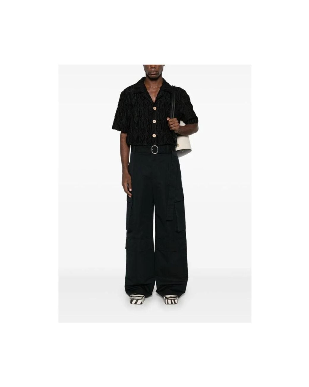 Jil Sander Black Wide Trousers for men