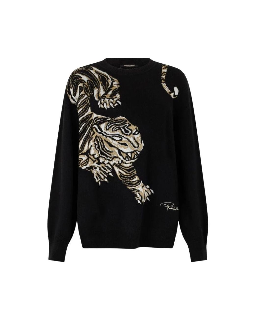 Roberto Cavalli Black Round-Neck Knitwear