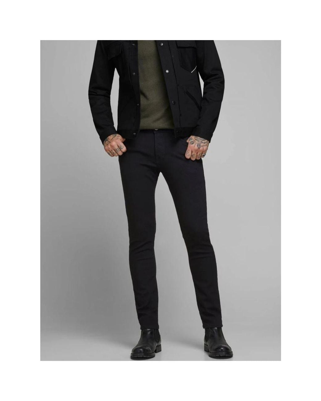 Jack & Jones Black Slim-Fit Trousers for men