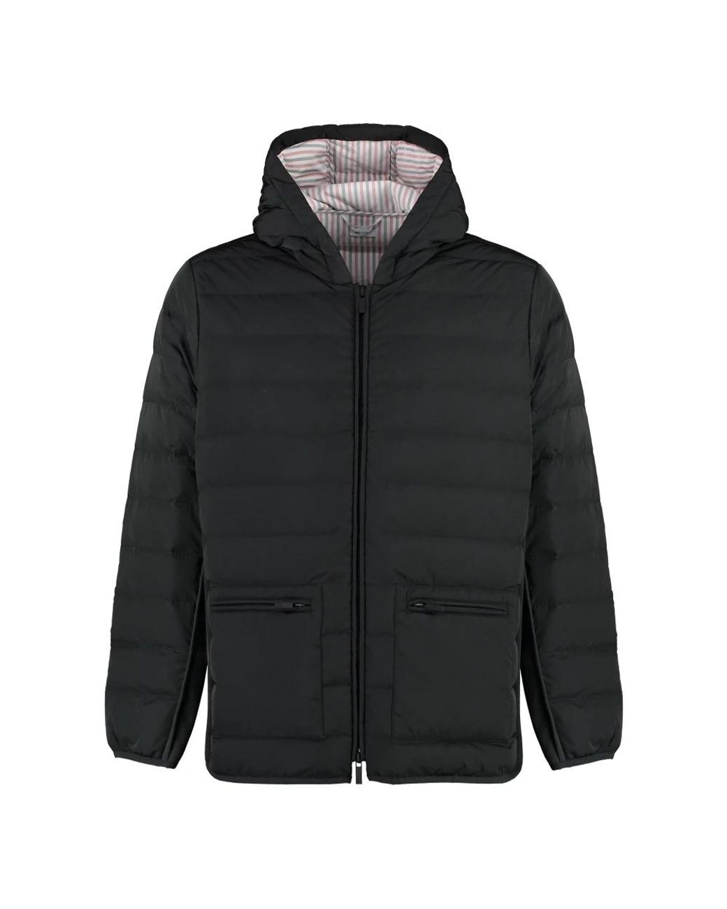 Thom Browne Hooded Down Jacket in het Black voor heren