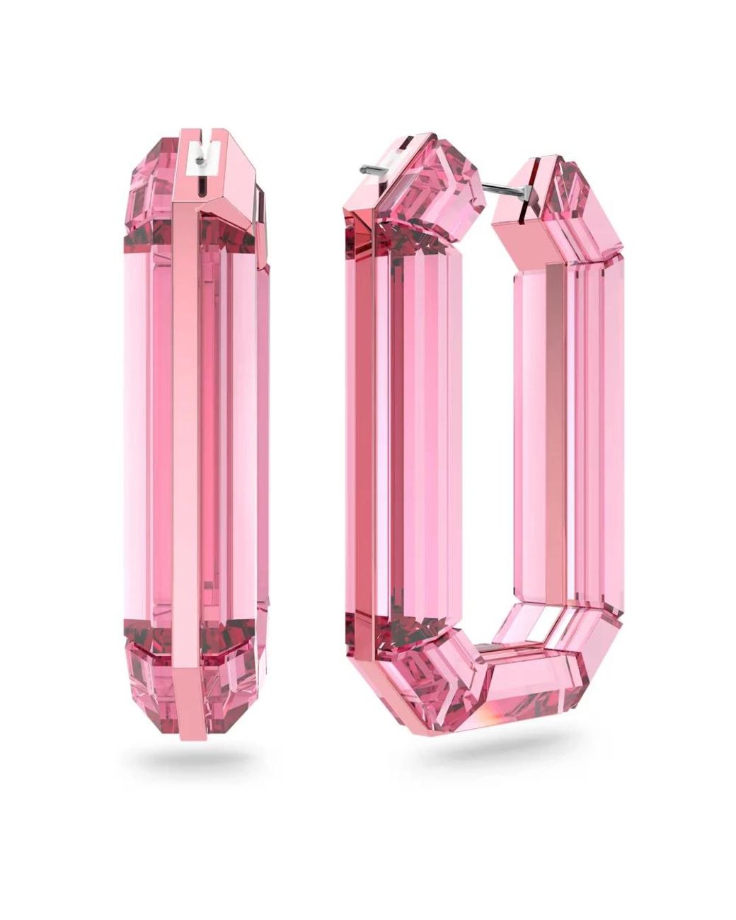 Orecchini A Cerchio Lucent, Statement, Forma Ottagonale di Swarovski in Pink