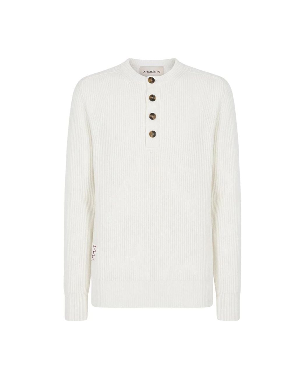 Amaranto White Round-Neck Knitwear for men