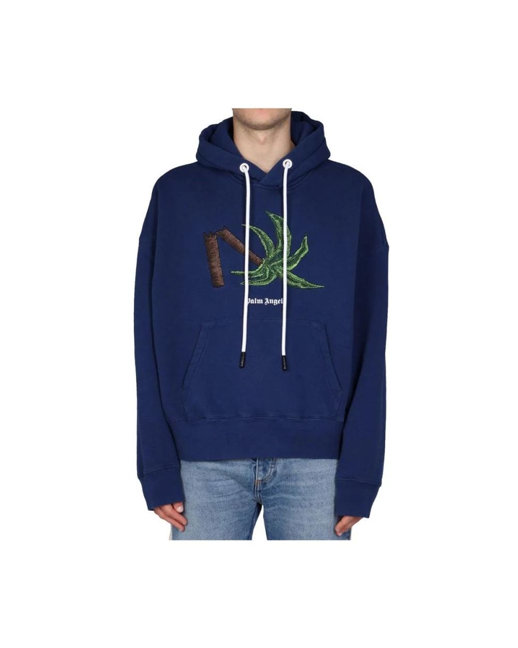Palm Angels Blue Hoodies for men