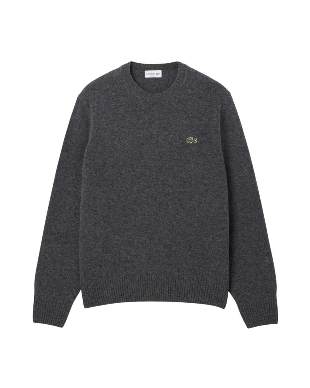 Lacoste Truien & Vesten ,Grijs ,Wol Carded Wool Crew Neck Sweater in het Gray voor heren