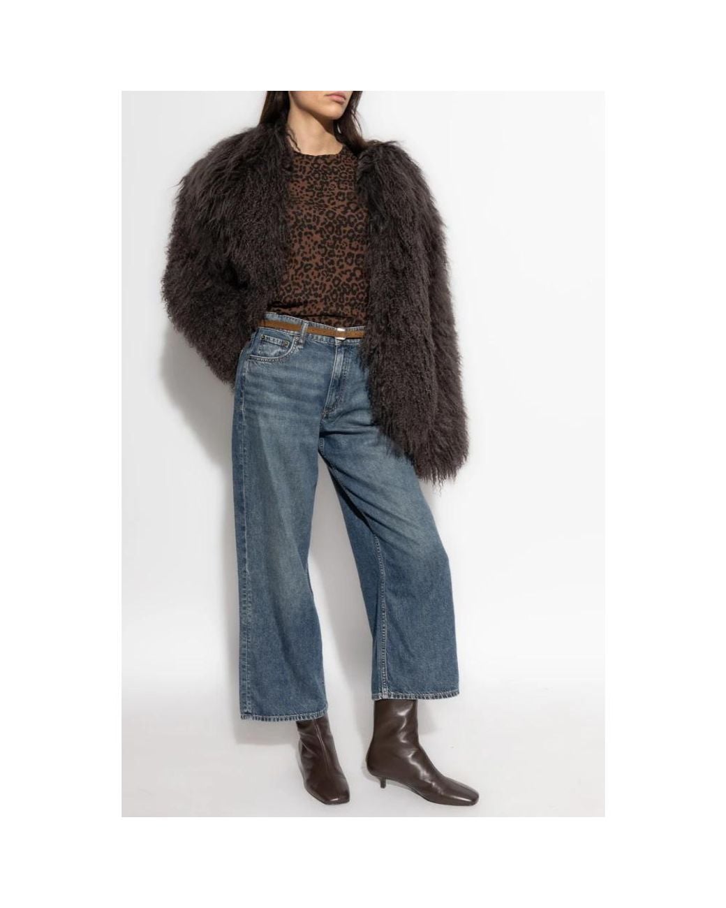 Rag & Bone Tops ,Bruin ,Katoen T-Shirt Van Katoen Met Luipaardprint in het Brown