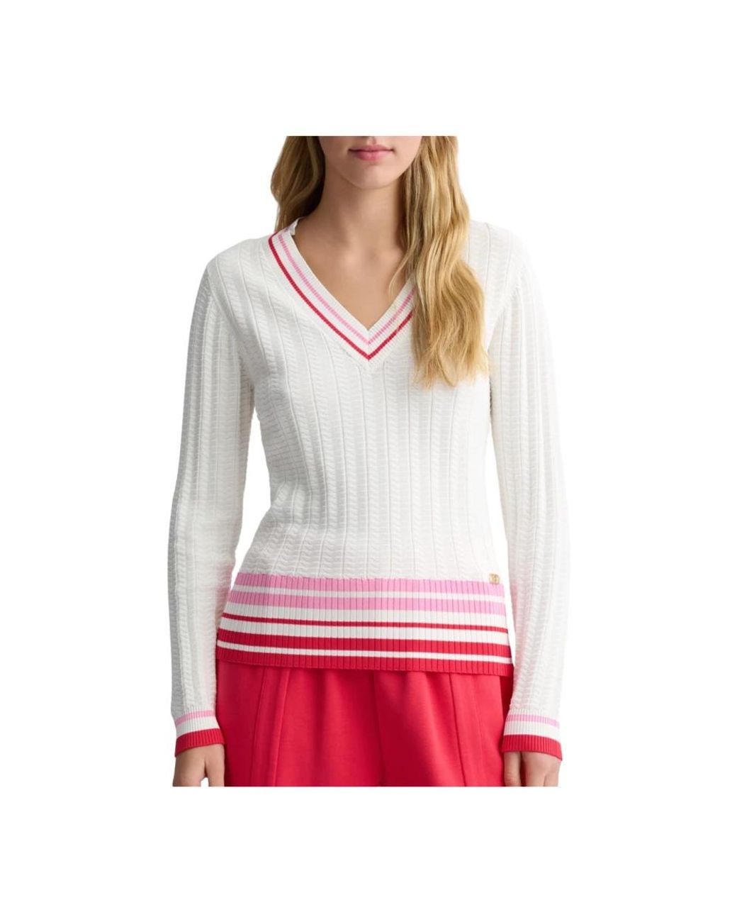 Liu Jo White V-Neck Knitwear