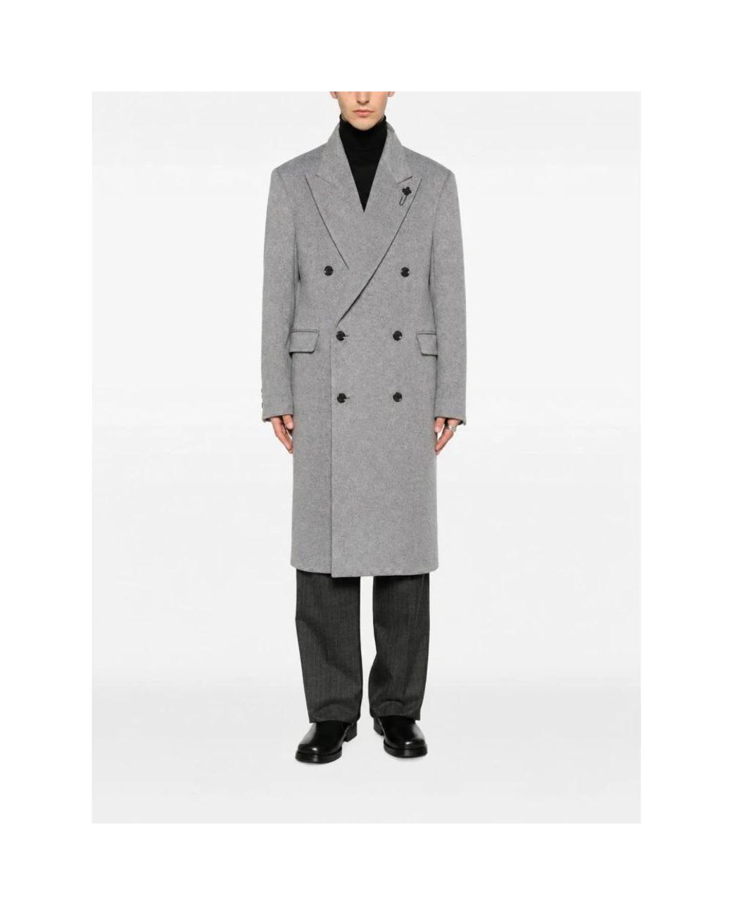 Lardini Gray Double-Breasted Coats for men