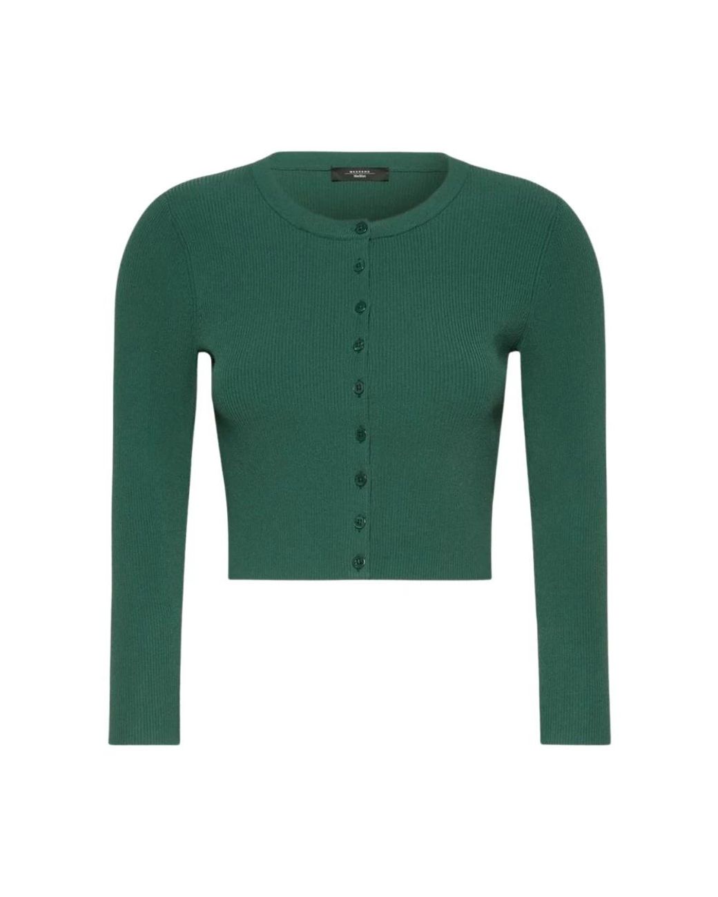 Weekend by Maxmara Ribbed Button-Up Cardigan in het Green