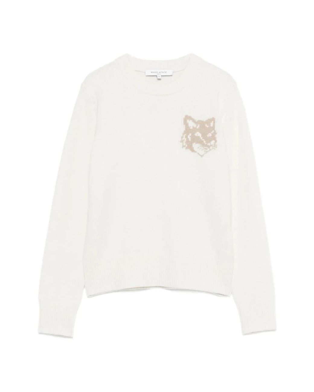 Maison Kitsuné White Round-Neck Knitwear