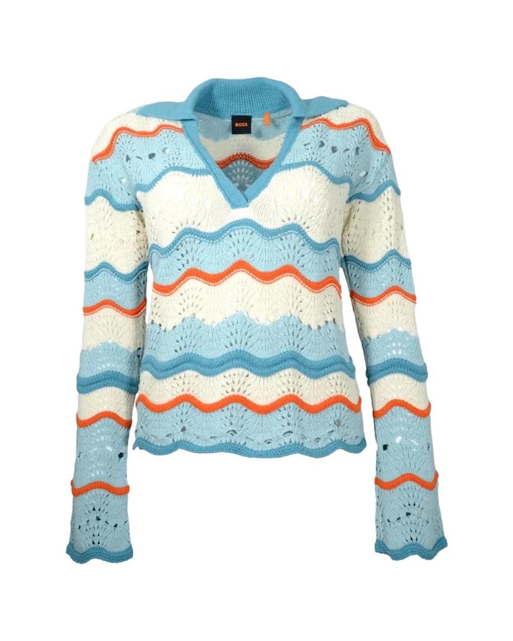 Boss Blue V-Neck Knitwear