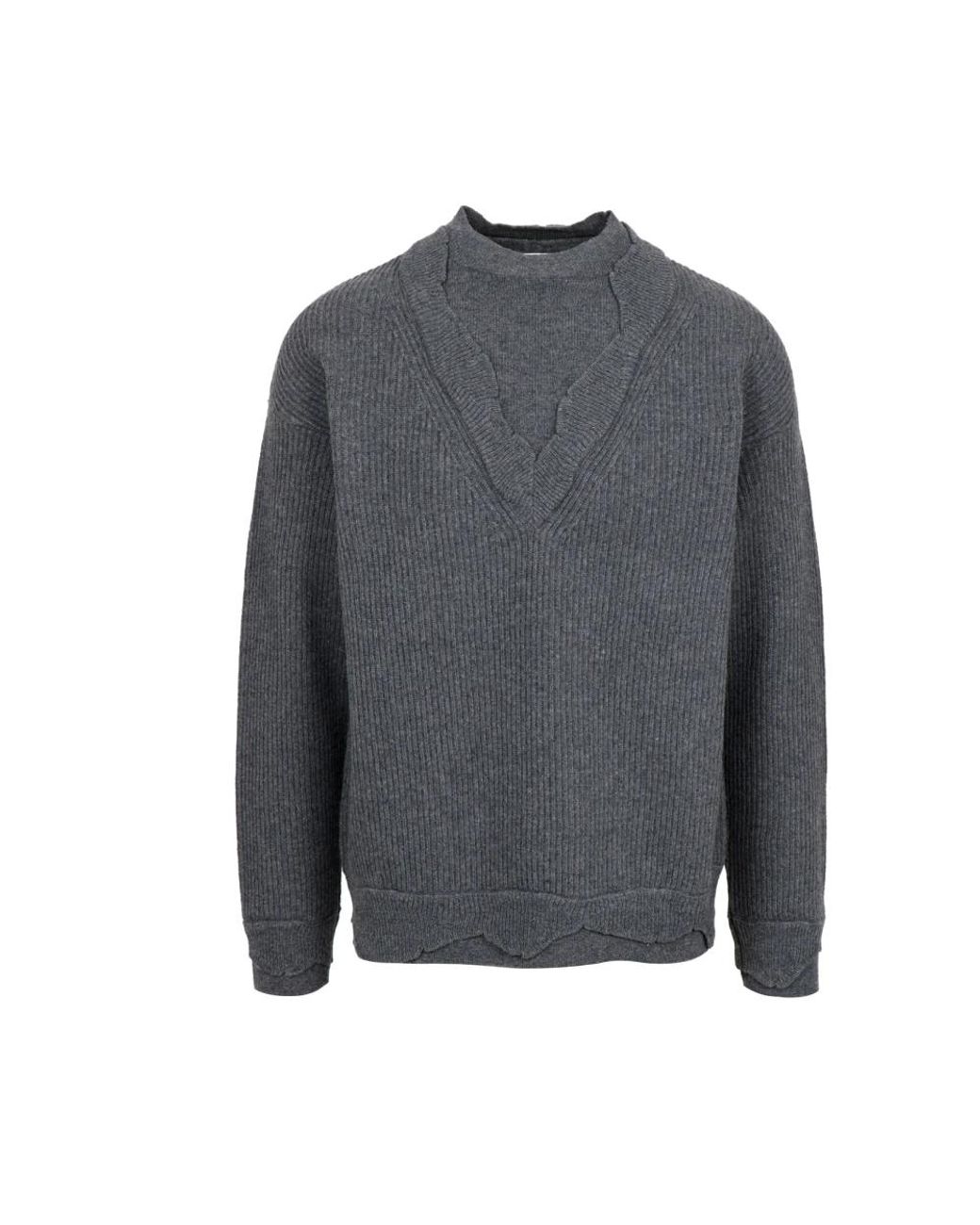 Laneus Gray Round-Neck Knitwear for men