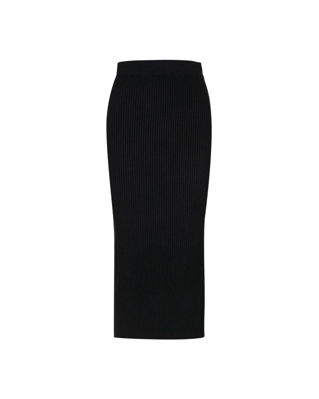 Weekend by Maxmara Rokken ,Zwart ,Katoen Zwarte Geribbelde Gebreide Hoge Taille Rok in het Black