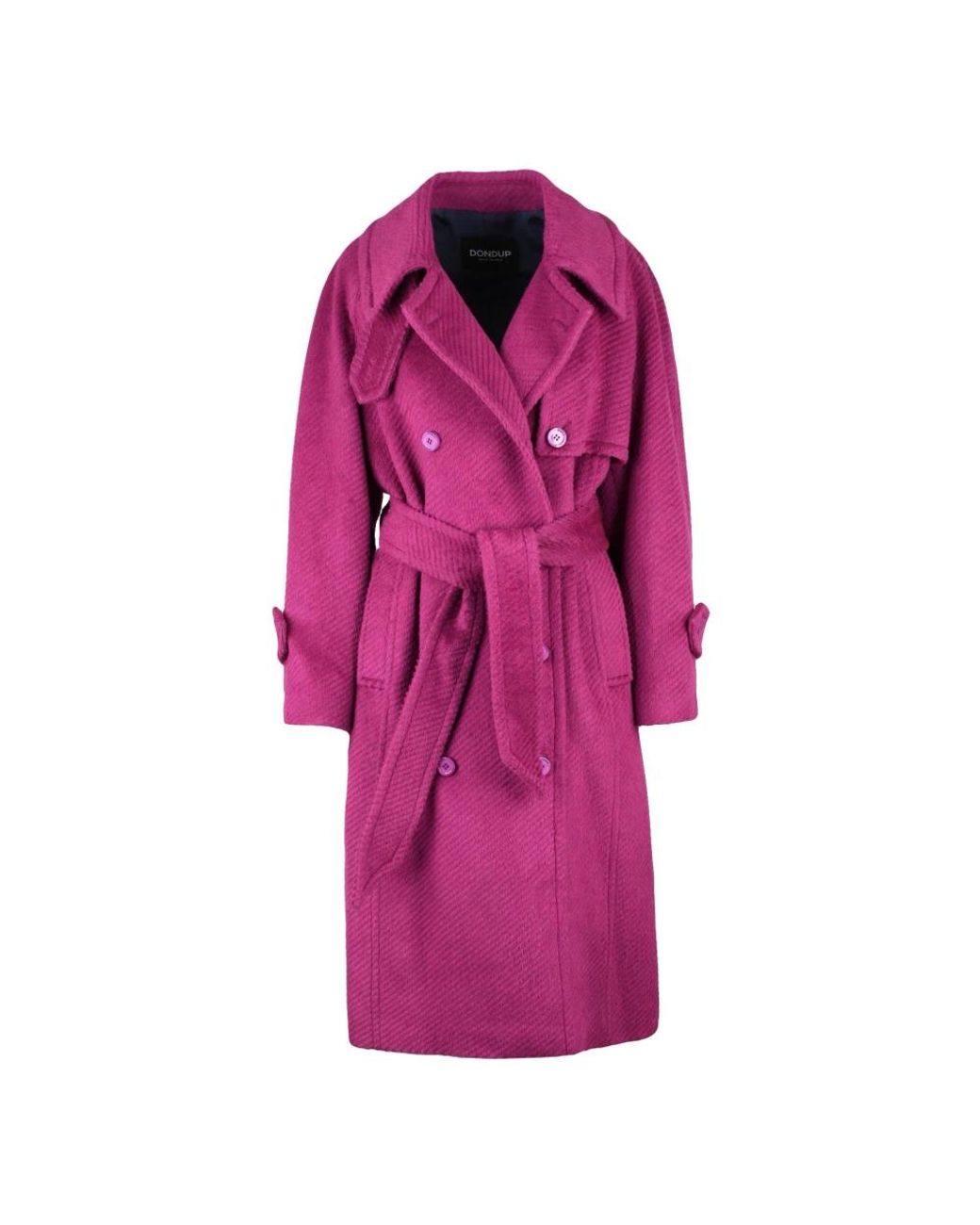 Dondup Jassen ,Roze ,Wol Lange Jas Dubbele Rij Knoopsluiting Gevoerd Zakken in het Pink