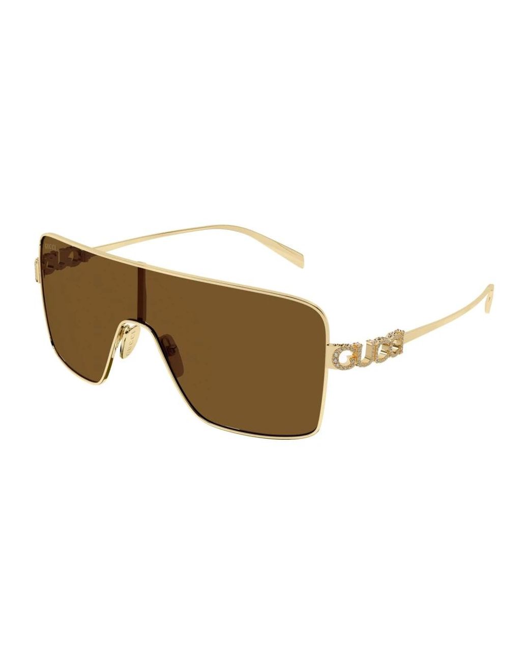 Gucci Accessoires ,Geel ,Nylon Rechthoekige Zonnebril Met Montuur in het Brown