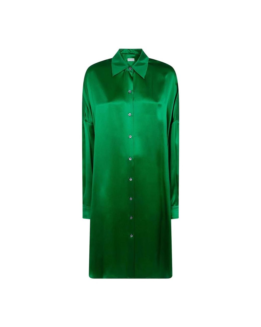Dries Van Noten Green Shirt Dresses