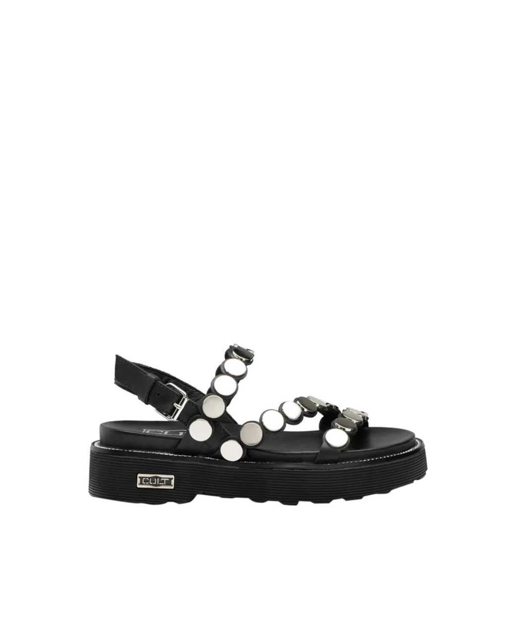 Cult Black Flat Sandals