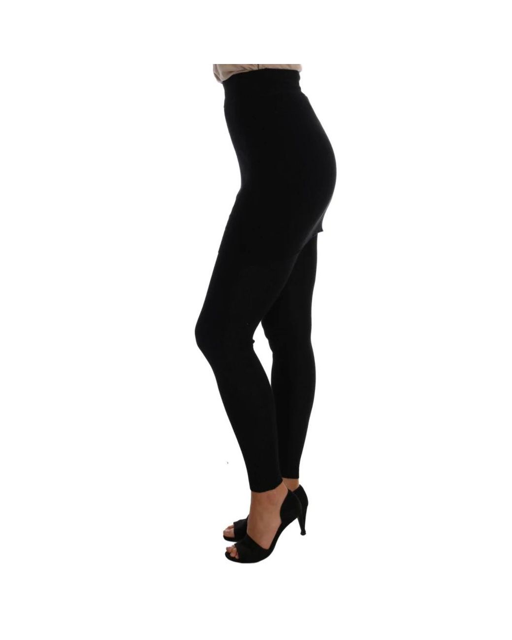 Dolce & Gabbana Black Cashmere Silk Stretch Tights Stockings