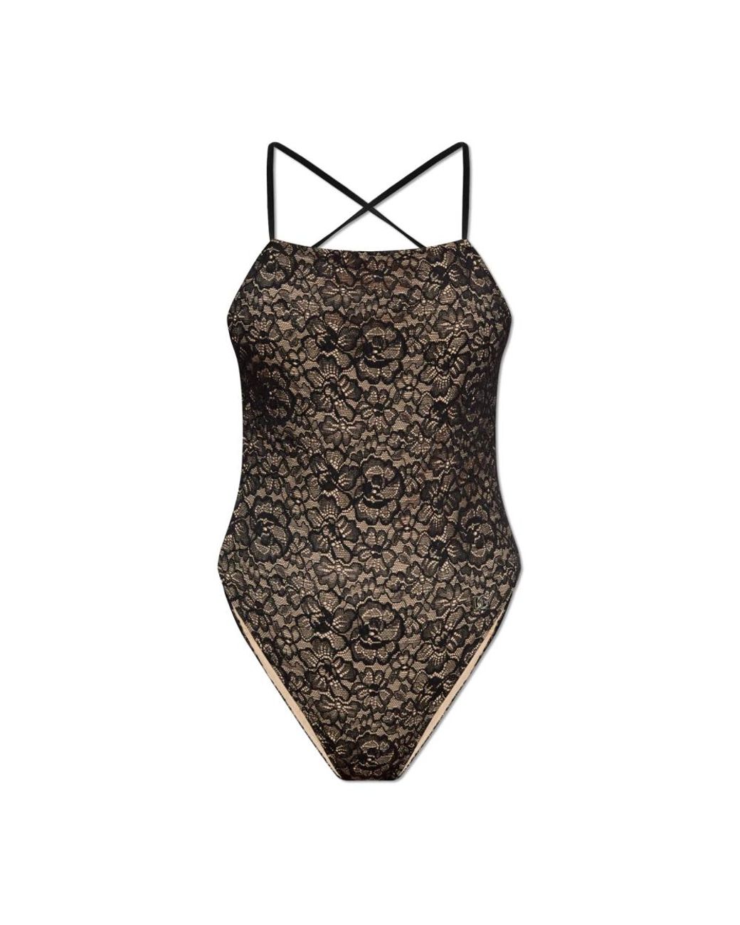 Dolce & Gabbana Badmode ,Zwart ,Badpak in het Brown