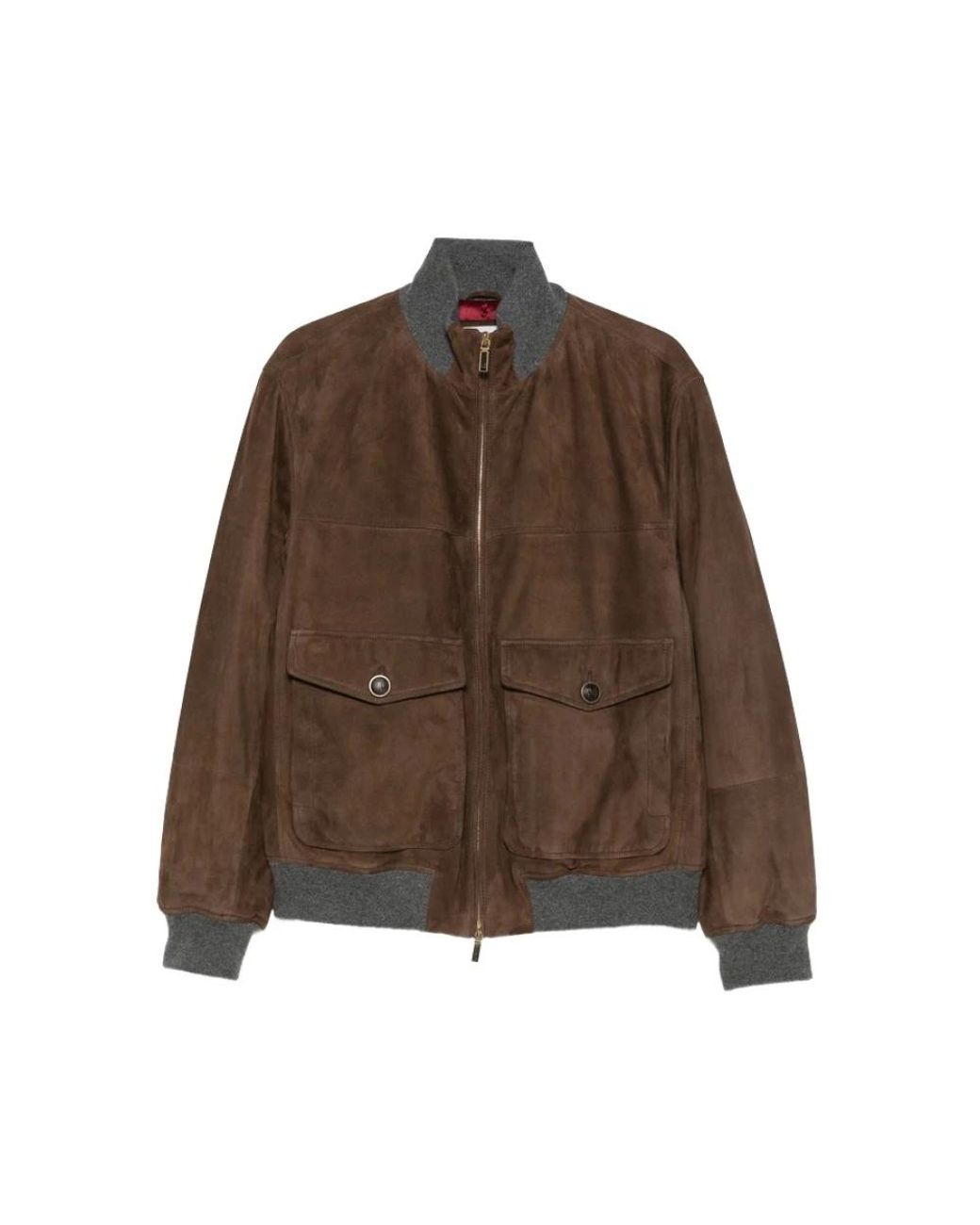 Brunello Cucinelli Brown Bomber Jackets for men