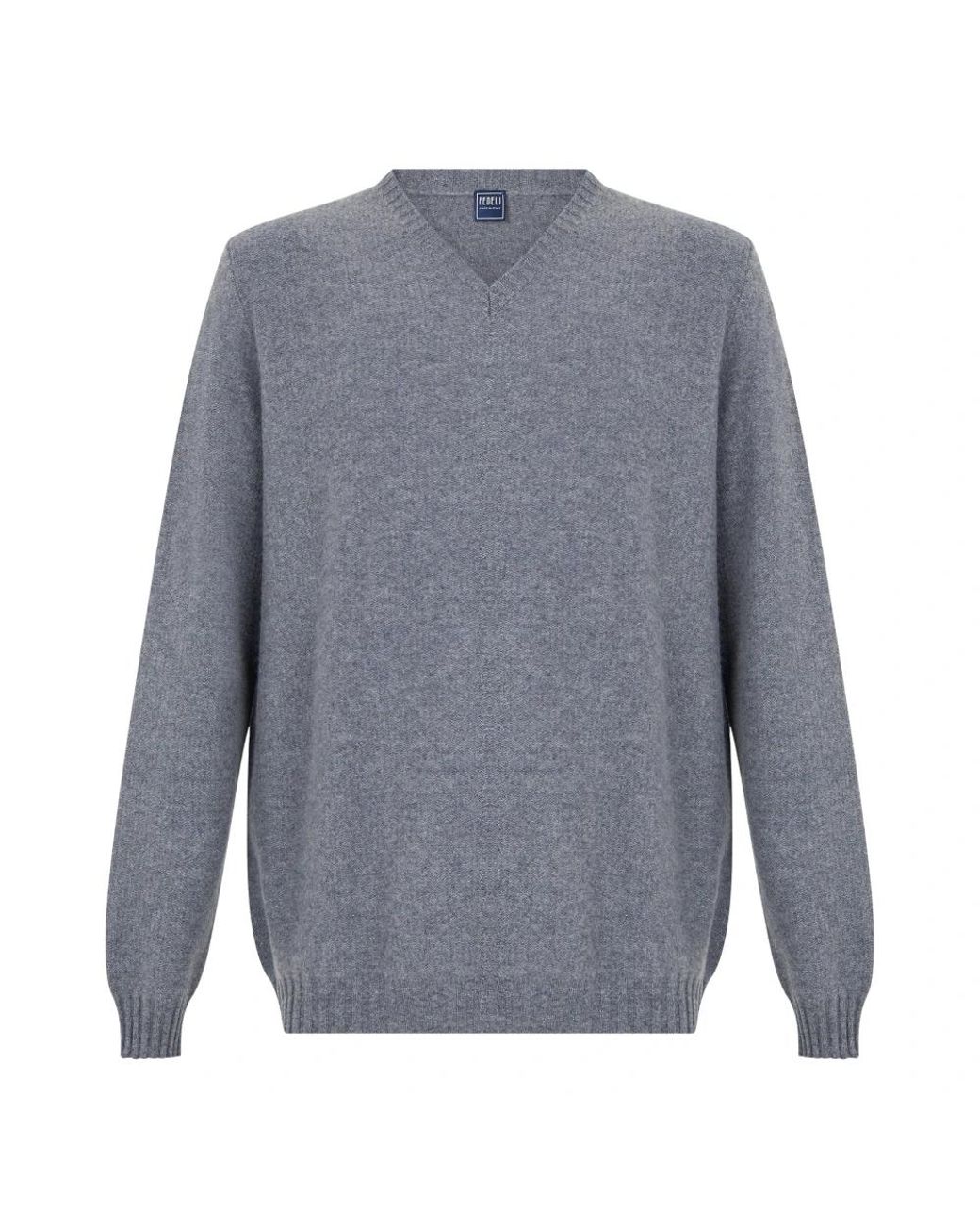 Fedeli Gray V-Neck Knitwear for men
